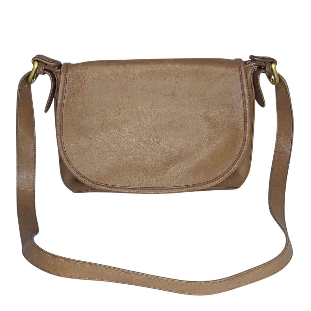 Coach Vintage Fletcher Saddle Flap Crossbody Taupe Leather Bag D6C-4150 - Picture 1 of 15